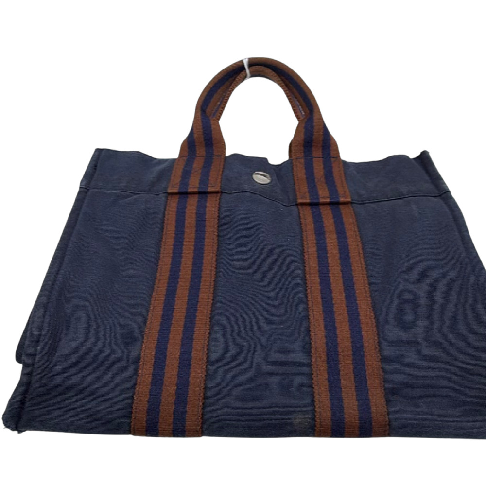 Hermes Herbag Cabas Blue Canvas Tote Bag